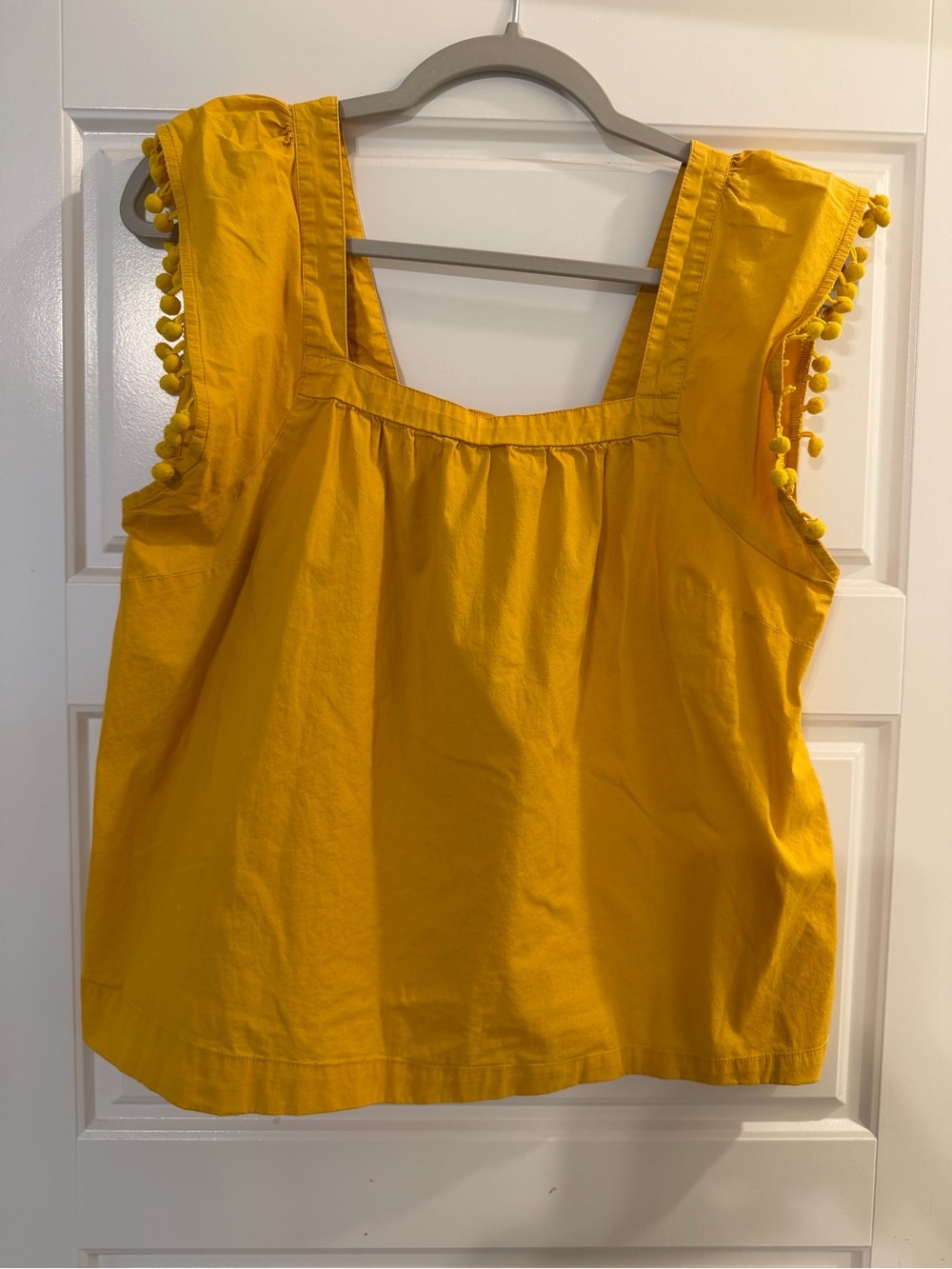 J. Crew Mustard Square-Neck Pom Pom Flutter Tank - Picture 2 of 5